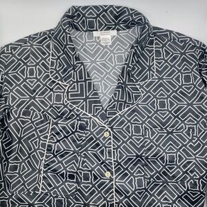 NATORI Private Luxuries Satin Geometric Sleep Shirt Size XL Button Up Gown PJs